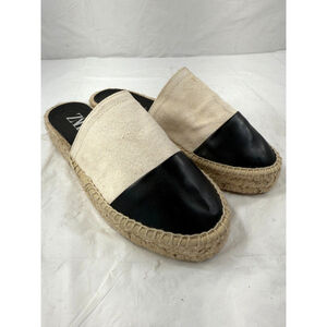 Zara Platform Espadrille w Canvas & Black Cap Toe Slip-on Women's Size 9